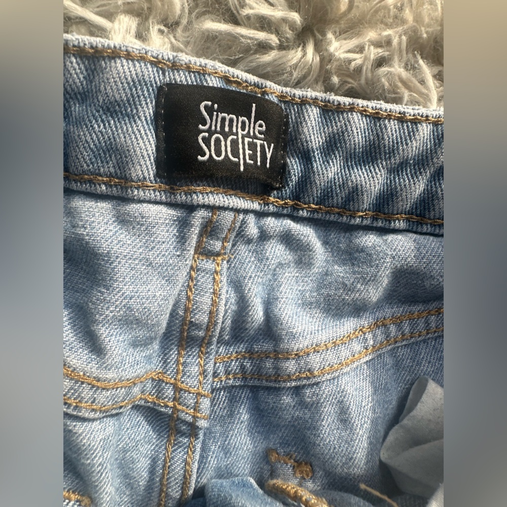 Simple Society Women's 5 Jeans Straight Leg Medium Wash Blue Denim